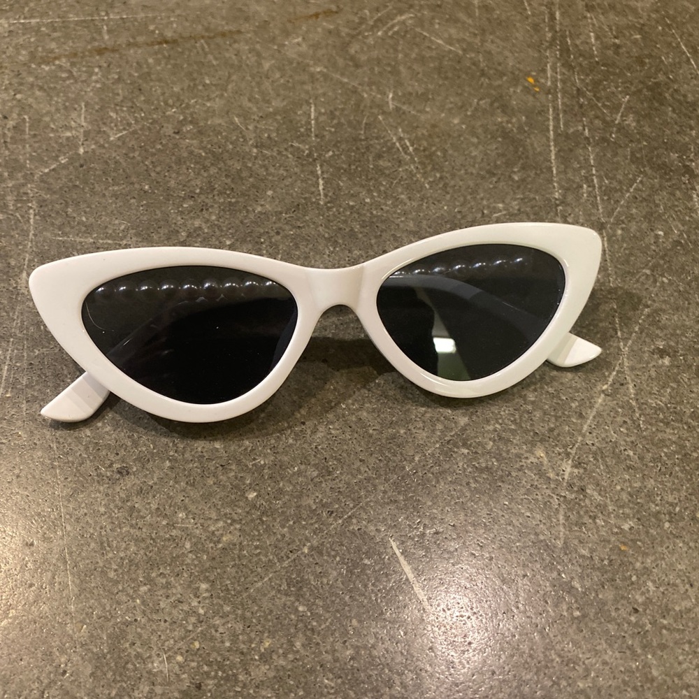 Pep Talk White Mini Cat-Eye Pearl Sunglasses